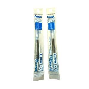 Pentel 2 Blue EnerGel 0.7 Metal Tip Roller Pen Refill LR7-C